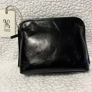 HOBO Black Leather Cosmetic/Makeup Accessory Bag, Style Beauty